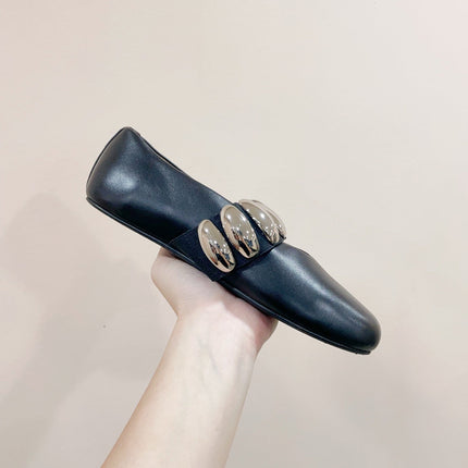 ALAIA TRIBALE BALLET FLATS IN BLACK LAMBSKIN