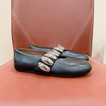 ALAIA TRIBALE BALLET FLATS IN BLACK LAMBSKIN
