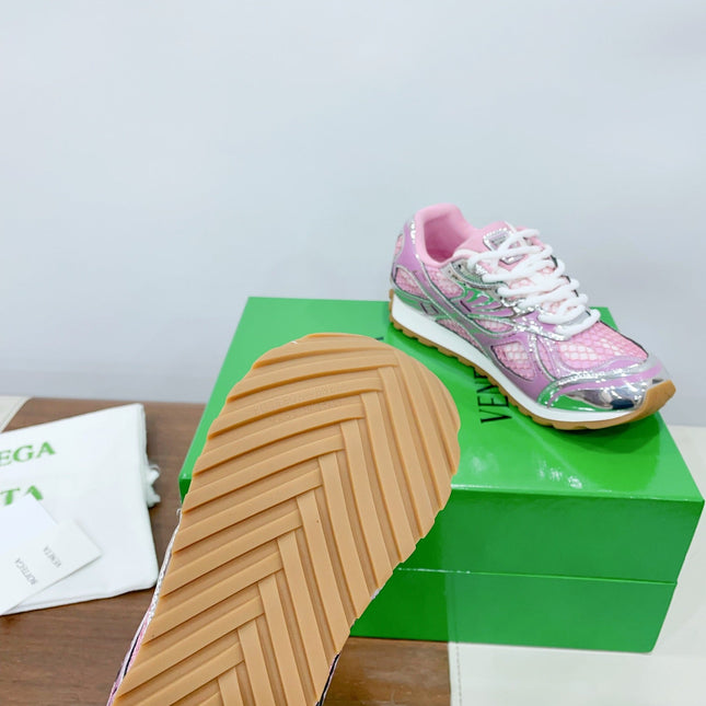 ORBIT SNEAKER IN BLUSH PINK TECHNICAL FABRIC AND METALLIC MESH