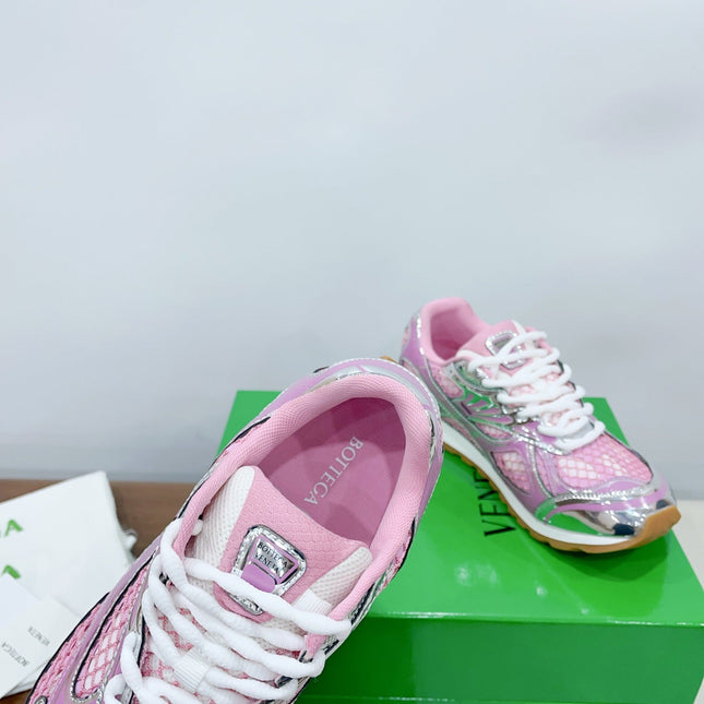 ORBIT SNEAKER IN BLUSH PINK TECHNICAL FABRIC AND METALLIC MESH