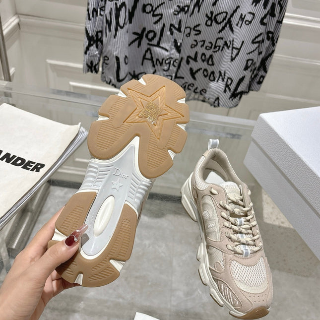 DIOR 25S CHRONO SNEAKER 45MM IN MESH WITH WHITE AND NUDE PINK CALFSKIN