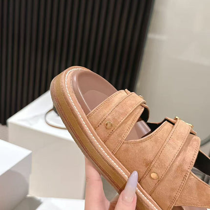 CELINE 25S TIPPI TRIOMPHE SANDAL IN BROWN CALFSKIN SUEDE