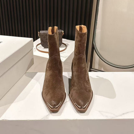 CELINE 25S CHELSEA BOOTS CLASSIC 45MM IN DARK BROWN SUEDE
