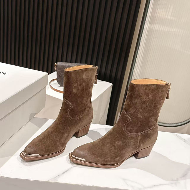 CELINE 25S CHELSEA BOOTS CLASSIC 45MM IN DARK BROWN SUEDE