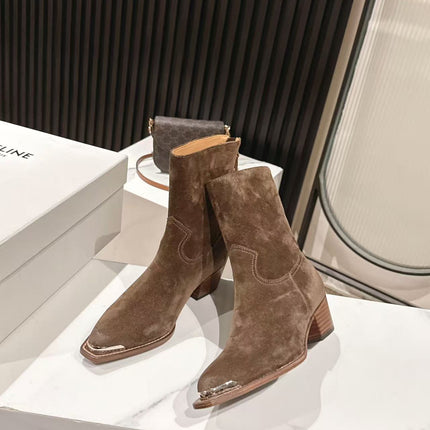 CELINE 25S CHELSEA BOOTS CLASSIC 45MM IN DARK BROWN SUEDE