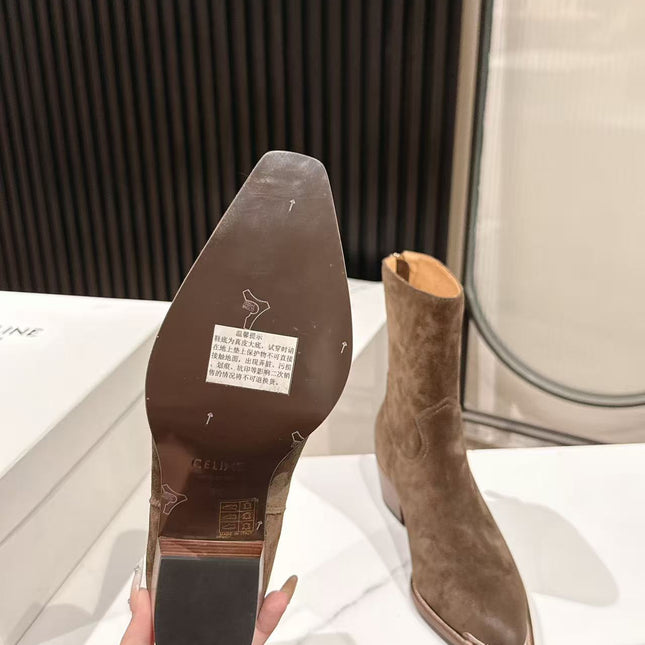 CELINE 25S CHELSEA BOOTS CLASSIC 45MM IN DARK BROWN SUEDE