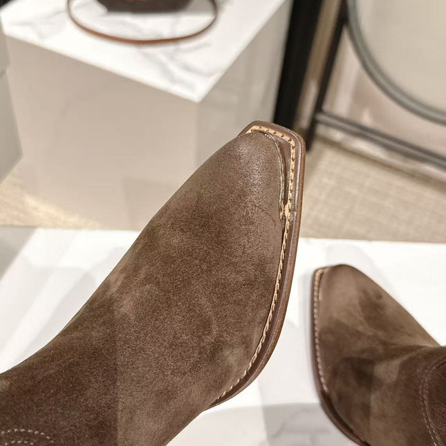 CELINE 25S CHELSEA BOOTS CLASSIC 45MM IN DARK BROWN SUEDE