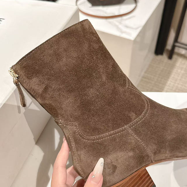 CELINE 25S CHELSEA BOOTS CLASSIC 45MM IN DARK BROWN SUEDE