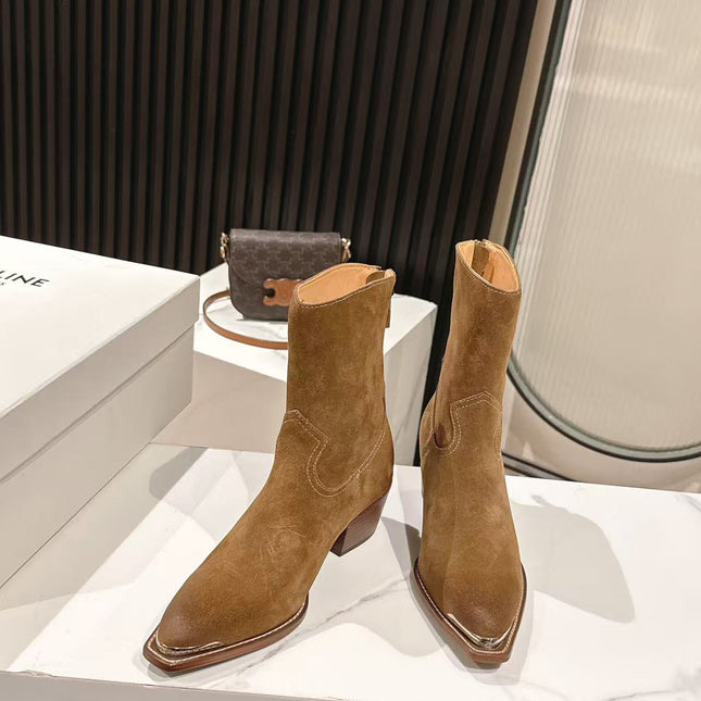 CELINE 25S CHELSEA BOOTS CLASSIC 45MM IN BROWN SUEDE