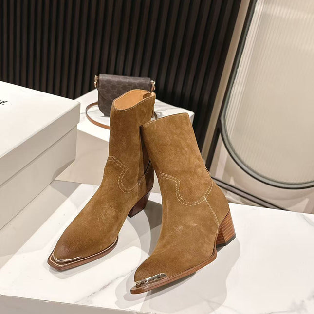 CELINE 25S CHELSEA BOOTS CLASSIC 45MM IN BROWN SUEDE