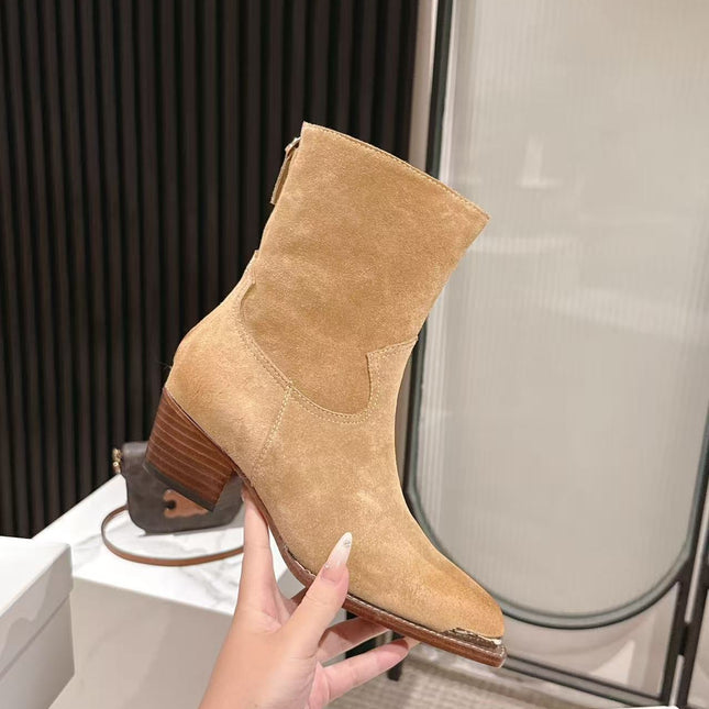 CELINE 25S CHELSEA BOOTS CLASSIC 45MM IN LIGHT BROWN SUEDE