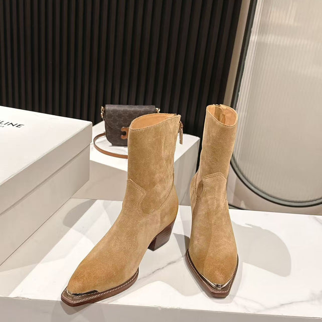 CELINE 25S CHELSEA BOOTS CLASSIC 45MM IN LIGHT BROWN SUEDE