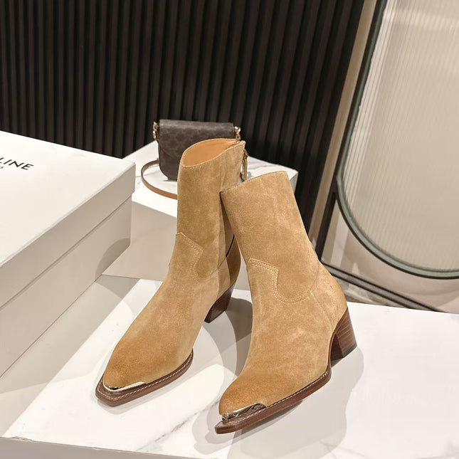 CELINE 25S CHELSEA BOOTS CLASSIC 45MM IN LIGHT BROWN SUEDE