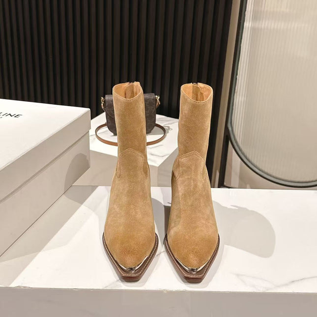 CELINE 25S CHELSEA BOOTS CLASSIC 45MM IN LIGHT BROWN SUEDE