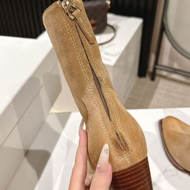 CELINE 25S CHELSEA BOOTS CLASSIC 45MM IN LIGHT BROWN SUEDE