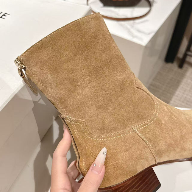 CELINE 25S CHELSEA BOOTS CLASSIC 45MM IN LIGHT BROWN SUEDE