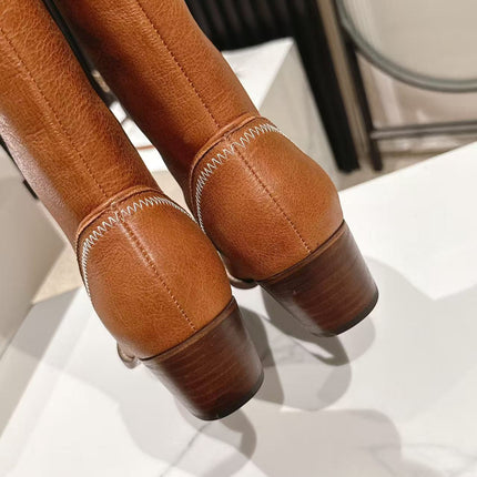 CELINE 25S HIGH BOOTS FOR FALL AND WINTER 45MM IN BURNT ORANGE CALFSKIN