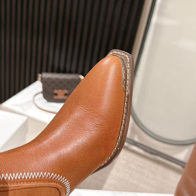 CELINE 25S HIGH BOOTS FOR FALL AND WINTER 45MM IN BURNT ORANGE CALFSKIN