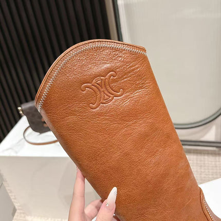 CELINE 25S HIGH BOOTS FOR FALL AND WINTER 45MM IN BURNT ORANGE CALFSKIN