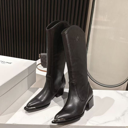 CELINE 25S HIGH BOOTS FOR FALL AND WINTER 45MM IN BLACK CALFSKIN