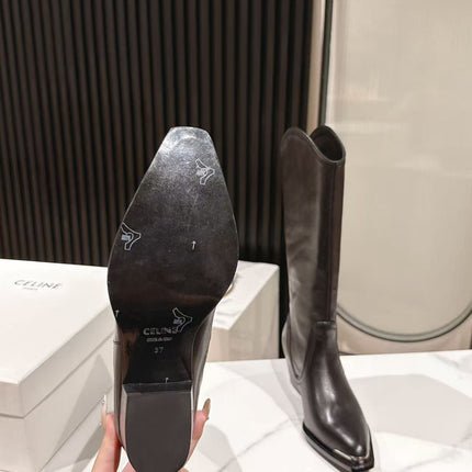 CELINE 25S HIGH BOOTS FOR FALL AND WINTER 45MM IN BLACK CALFSKIN