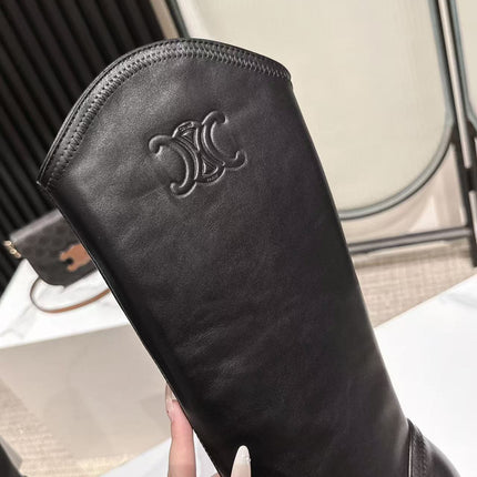CELINE 25S HIGH BOOTS FOR FALL AND WINTER 45MM IN BLACK CALFSKIN
