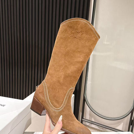 CELINE 25S HIGH BOOTS FOR FALL AND WINTER 45MM IN BROWN SUEDE