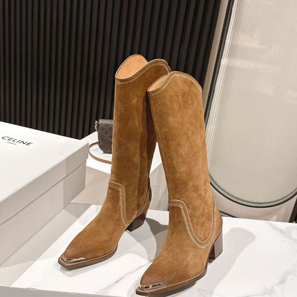 CELINE 25S HIGH BOOTS FOR FALL AND WINTER 45MM IN BROWN SUEDE