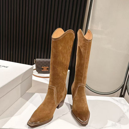 CELINE 25S HIGH BOOTS FOR FALL AND WINTER 45MM IN BROWN SUEDE