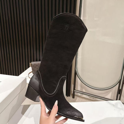 CELINE 25S HIGH BOOTS FOR FALL AND WINTER 45MM IN BLACK SUEDE