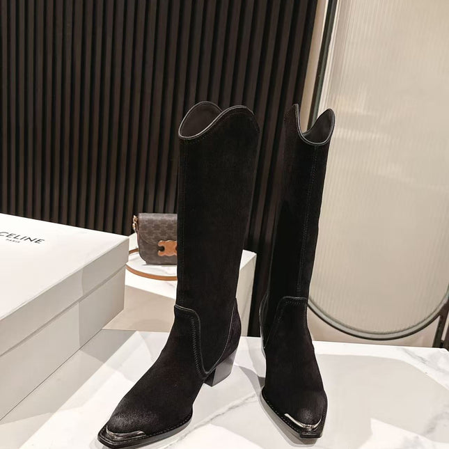 CELINE 25S HIGH BOOTS FOR FALL AND WINTER 45MM IN BLACK SUEDE
