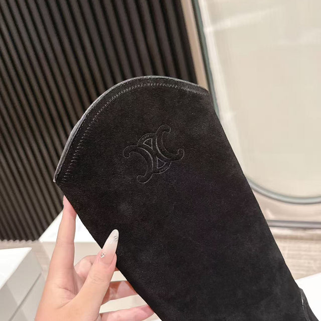 CELINE 25S HIGH BOOTS FOR FALL AND WINTER 45MM IN BLACK SUEDE