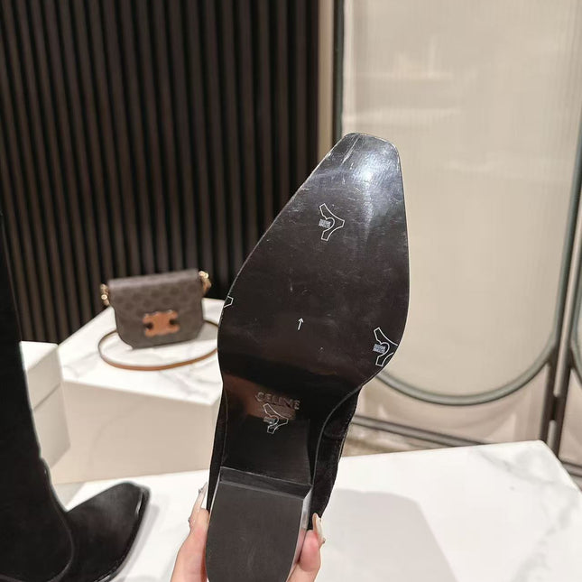 CELINE 25S HIGH BOOTS FOR FALL AND WINTER 45MM IN BLACK SUEDE