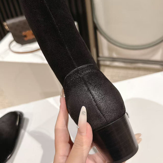 CELINE 25S HIGH BOOTS FOR FALL AND WINTER 45MM IN BLACK SUEDE