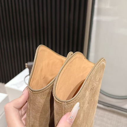 CELINE 25S HIGH BOOTS FOR FALL AND WINTER 45MM IN LIGHT BROWN SUEDE