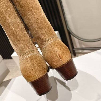 CELINE 25S HIGH BOOTS FOR FALL AND WINTER 45MM IN LIGHT BROWN SUEDE