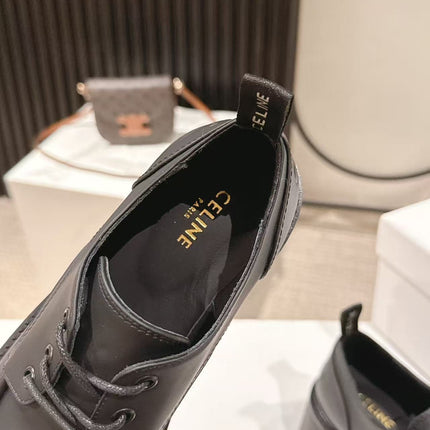 CELINE 25S THICK SOLED LOAFERS 50MM IN BLACK CALFSKIN