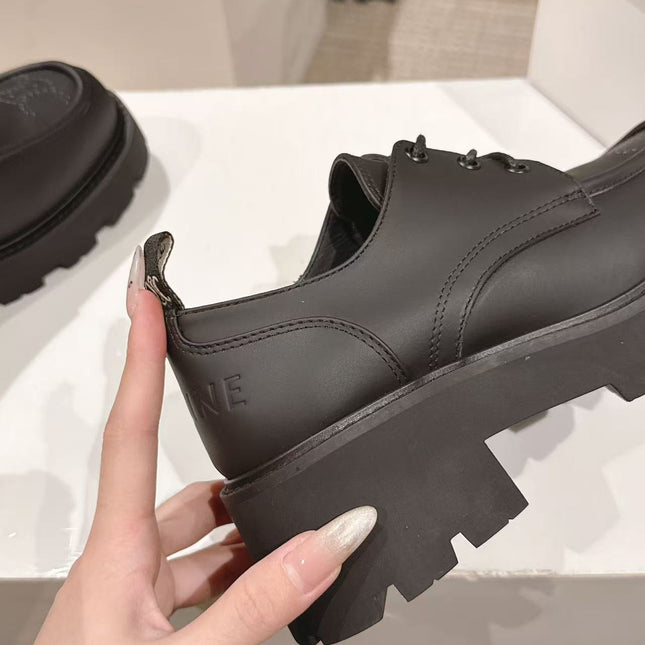 CELINE 25S THICK SOLED LOAFERS 50MM IN BLACK CALFSKIN