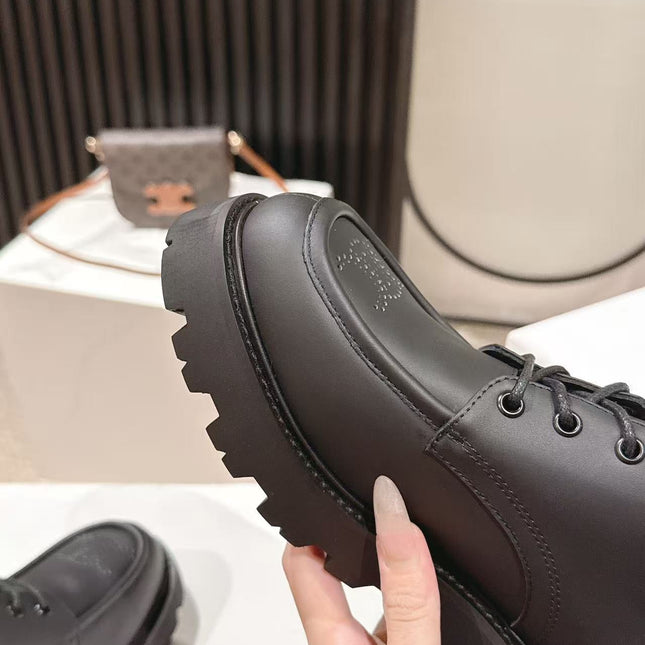 CELINE 25S THICK SOLED LOAFERS 50MM IN BLACK CALFSKIN