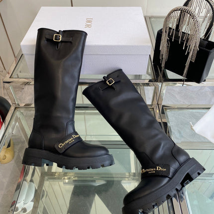 DIOR 25S BROGUE BOOTS 35MM IN BLACK CALFSKIN GOLD HARDWARE