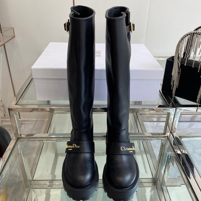 DIOR 25S BROGUE BOOTS 35MM IN BLACK CALFSKIN GOLD HARDWARE