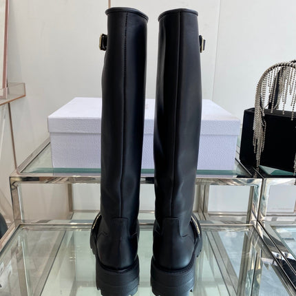 DIOR 25S BROGUE BOOTS 35MM IN BLACK CALFSKIN GOLD HARDWARE