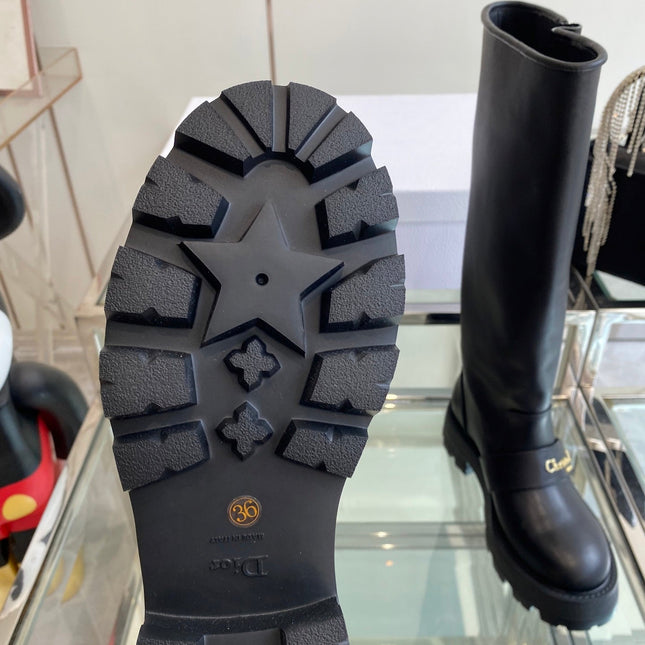 DIOR 25S BROGUE BOOTS 35MM IN BLACK CALFSKIN GOLD HARDWARE