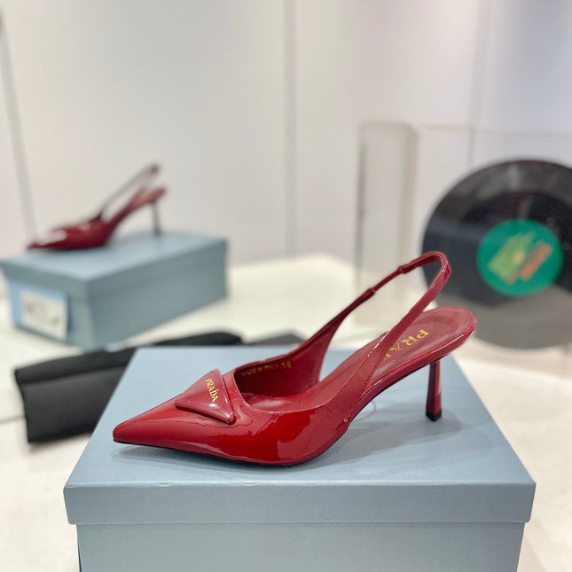 Pra Slingback Pumps 75 Red Patent Leather