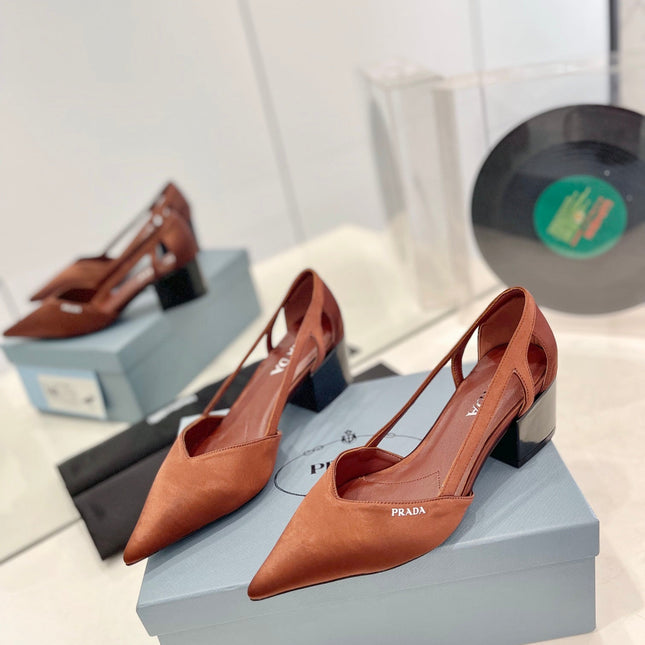 Pra Pumps 50 Square Sole Brown Suede Fabric