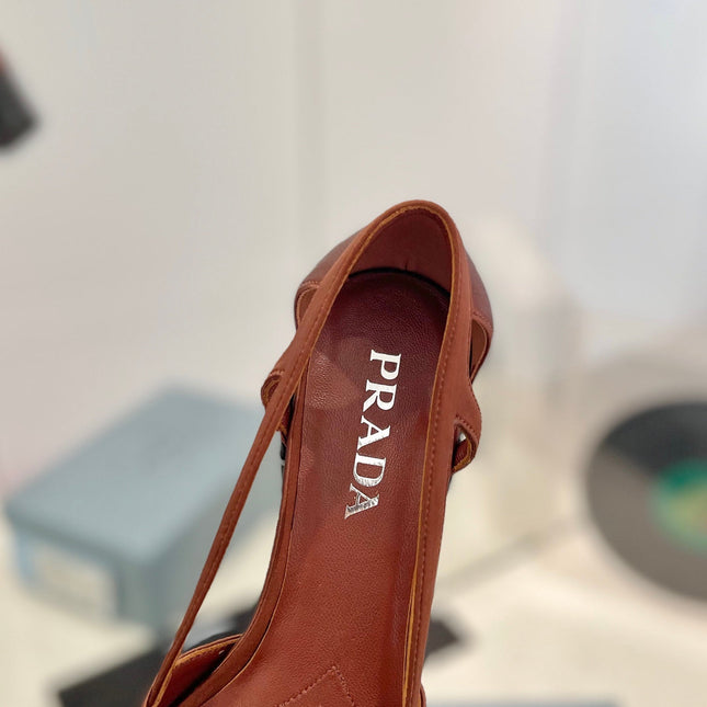 Pra Pumps 50 Square Sole Brown Suede Fabric