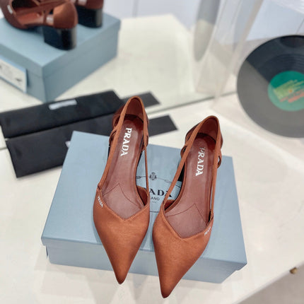 Pra Pumps 50 Square Sole Brown Suede Fabric