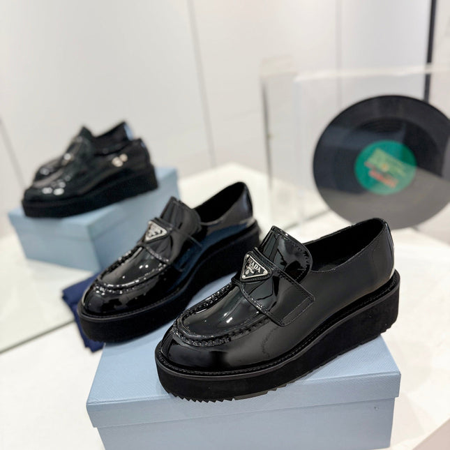 PRA BRUSHED LOAFERS GLOSSY BLACK LAMBSKIN