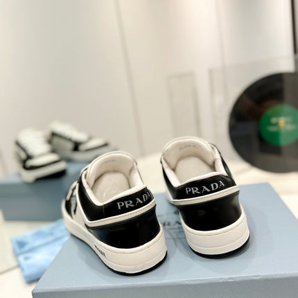 PRA DOWNTOWN PERFORATED SNEAKERS BLACK AND WHITE CALFSKIN