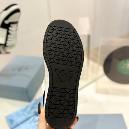 PRA DOWNTOWN PERFORATED SNEAKERS BLACK AND WHITE CALFSKIN